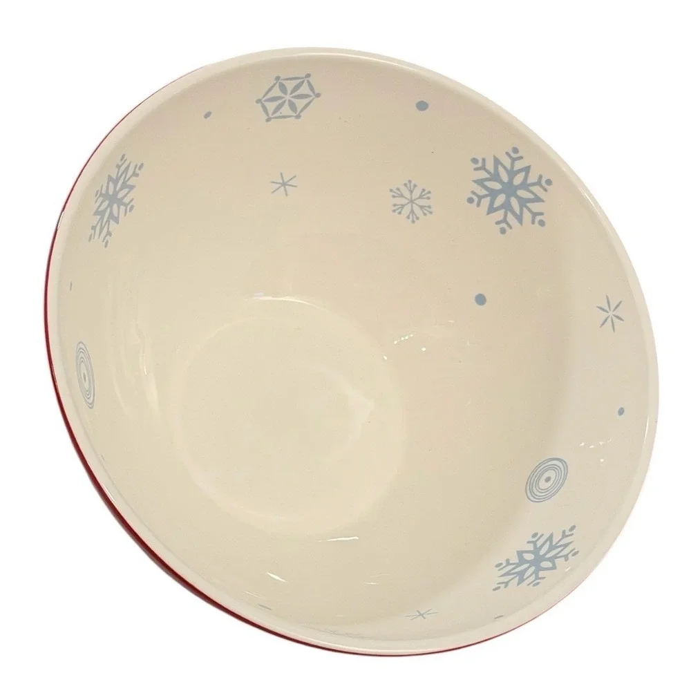 Target Holiday Ch 08 Be Merry Snowman Serving Bowl Red Ceramic Christmas 2008